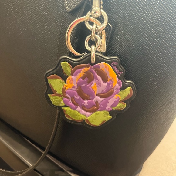 New Coach Purple Rose Bag Charm - Picture 2 of 3
